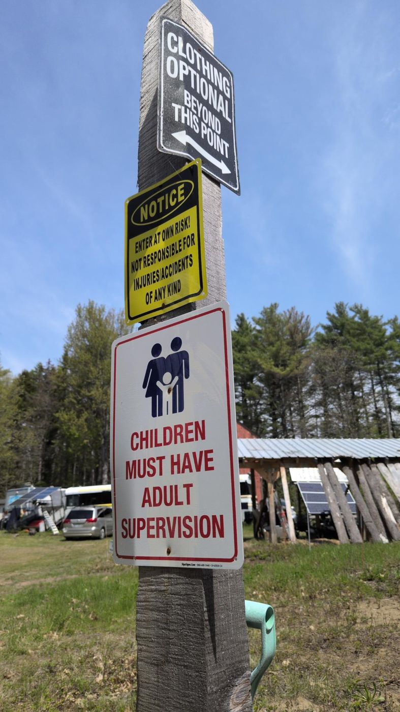 adult supervision camp entrance sign at Bartertowne, Canaan New Hampshire